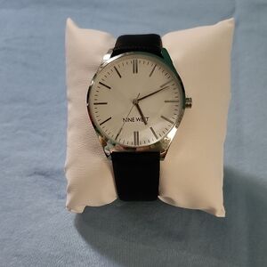 Nine West Classic Silver and Black Timepiece NWOT